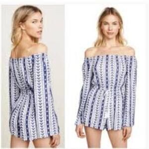 CUPCAKES & CASHMERE BLUE EMBROIDERED ROMPER SIZE MED